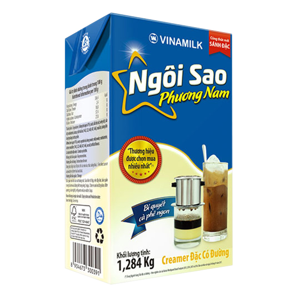 Kem Sữa Đặc Ngôi Sao Phương Nam Vinamilk - Hộp Giấy 1284G Xanh Biển