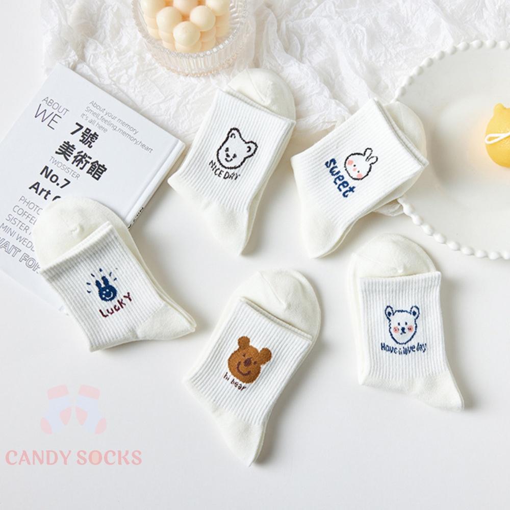 Tất nữ vớ nữ cổ trung, Set 5 đôi tất nữ phong cách Hàn Quốc, co dãn 4 chiều, chất liệu cotton Hàn cao cấp TN-200