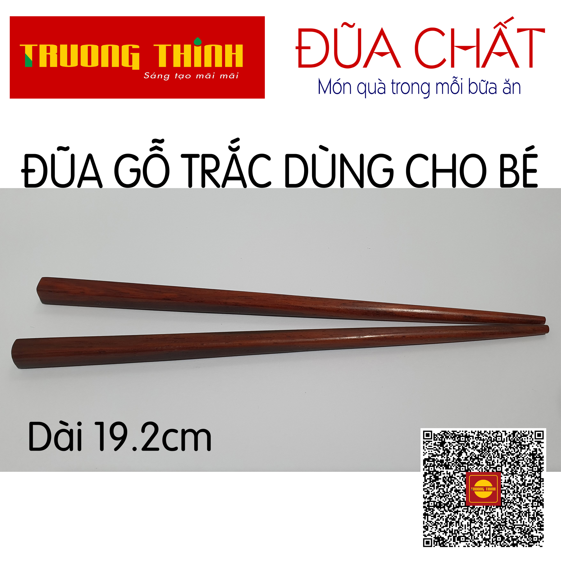 Đũa Dành Cho Trẻ Em Sử Dụng Chất Liệu Gỗ Trắc Trường Thịnh Sang Trọng Bền Đẹp Dài 19.2 cm - 01 Đôi Vuông