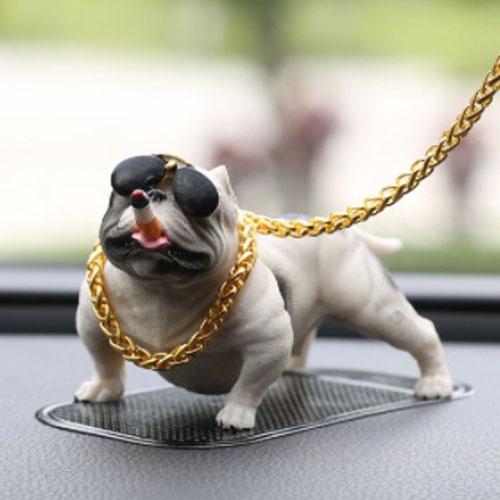 Tượng chó Pitbull đeo kính xã hội đen trang trí taplo ô tô, để bàn làm việc
