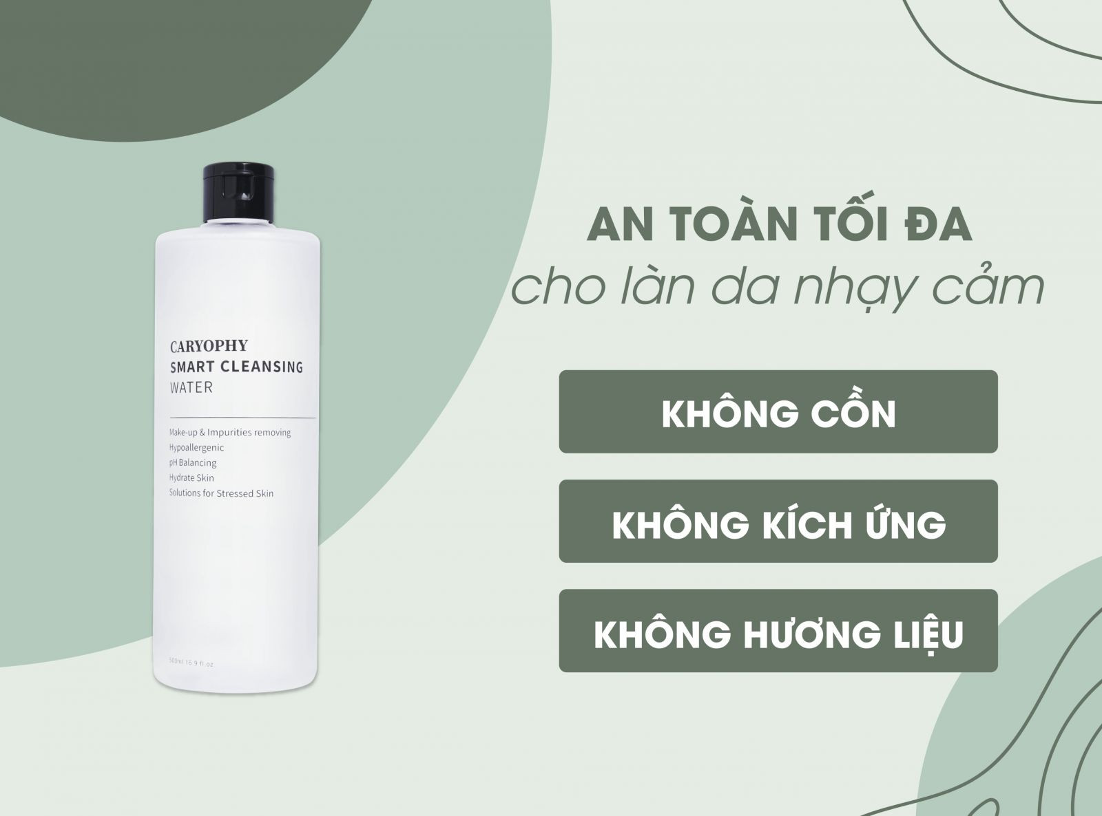 Combo 2 Sản Phẩm Hỗ Trợ Giảm Mụn Và Tẩy Da Chết Dịu Nhẹ Caryophy (Tẩy trang 500ml + Toner 300ml)