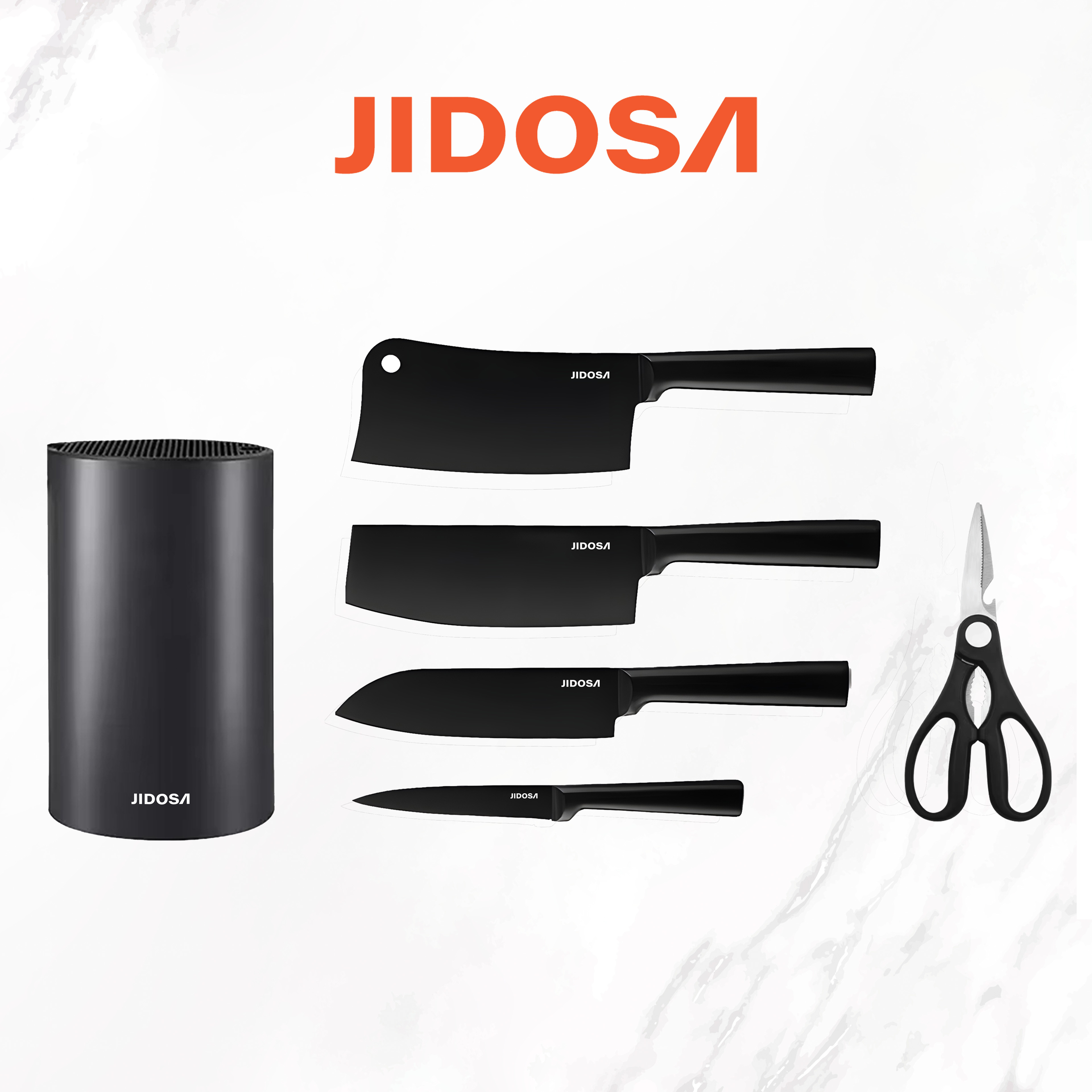Bộ dao kéo 5 món cao cấp JIDOSA JD3600 đúc nguyên khối chắc chắn chịu lực bằng thép không gỉ