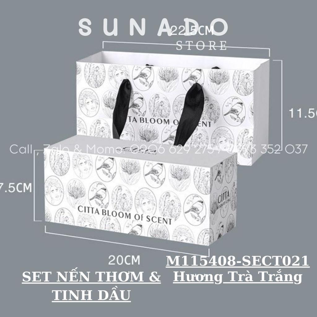 SET Nến Thơm và Tinh Dầu Hương Trà Trắng Trà Đen Hộp quà Sang trọng SUNADO STORE