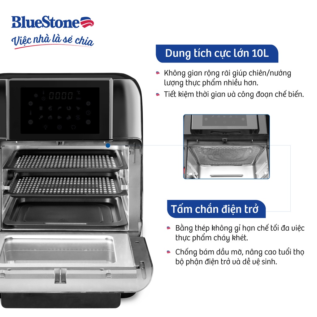 Nồi Chiên Không Dầu Điện Tử Bluestone AFB-5888, Dung Tích 10Lit, Hàng Chính Hãng