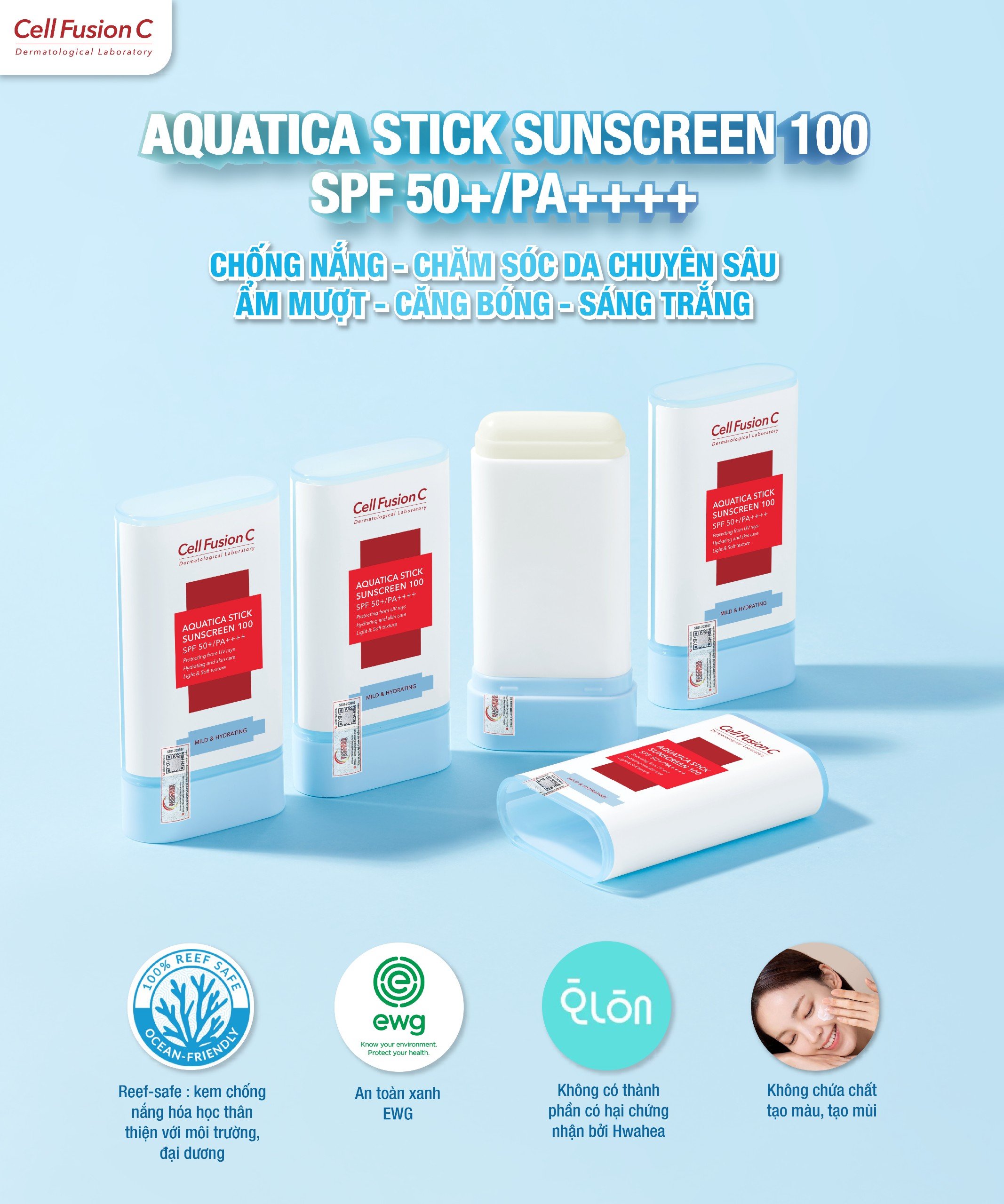 Sáp chống nắng dưỡng da, cải thiện nếp nhăn, sáng da AQUATICA STICK SUNSCREEN 100 SPF 50+/PA++++