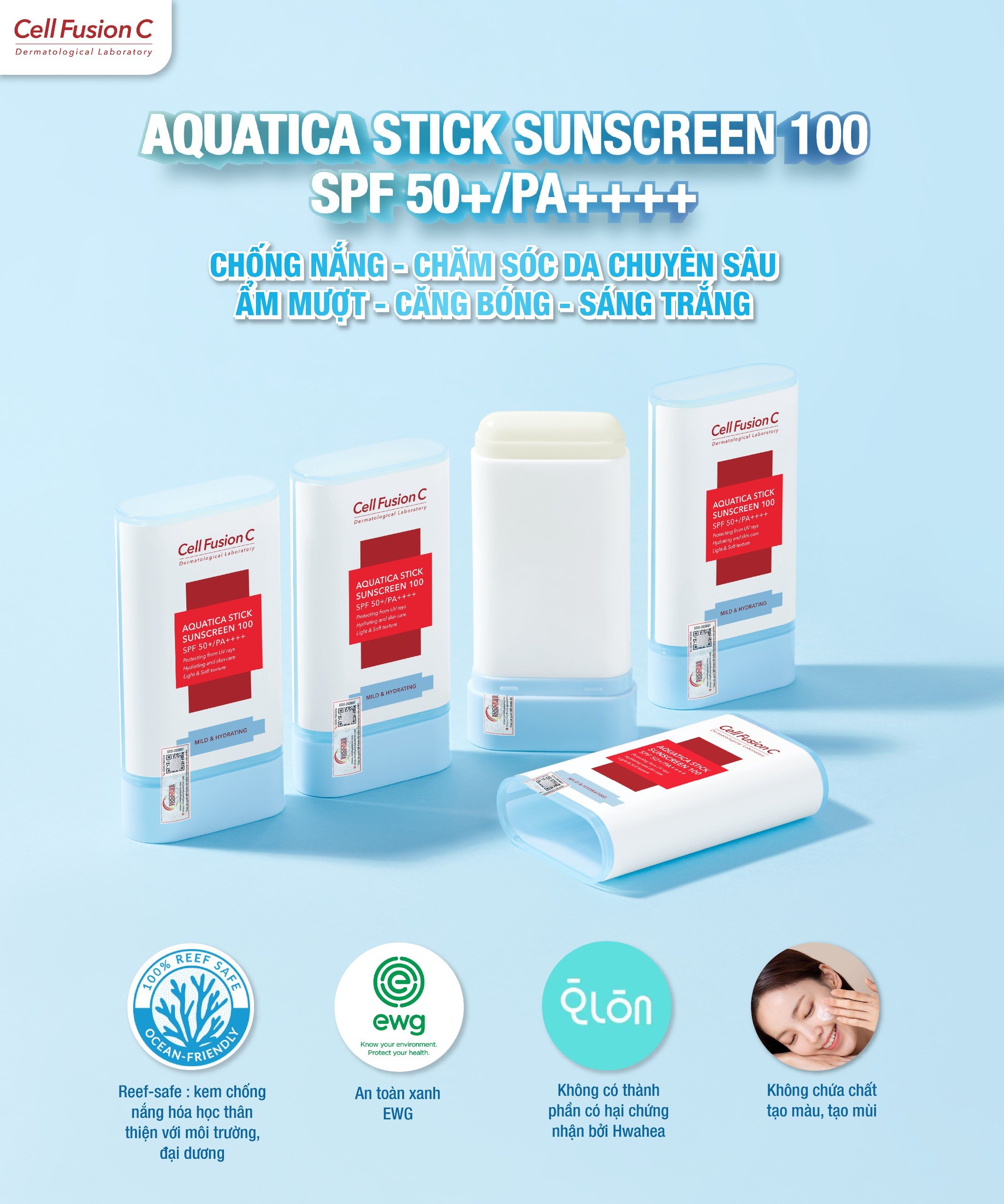 Sáp chống nắng dưỡng da, cải thiện nếp nhăn, sáng da AQUATICA STICK SUNSCREEN 100 SPF 50+/PA++++