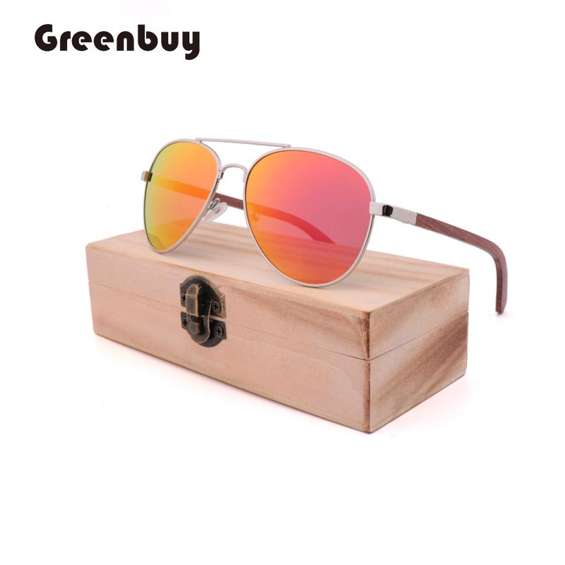 Thời Trang Retro Ổ Hàng Không Bằng Gỗ Kim Loại Nữ Phân Cực Thương Hiệu Thiết Kế Gương Ban Đầu Kính Chống Nắng Cho Nam UV 400