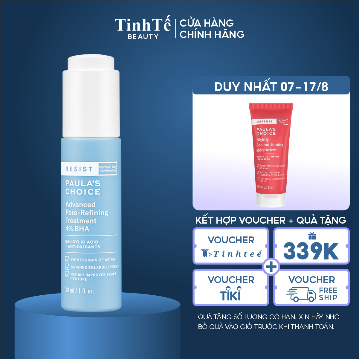 Dung Dịch Loại Bỏ Tế Bào Chết Cho Da Lão Hóa Paula's Choice Resist Advanced Pore-Refining Treatment 4% BHA