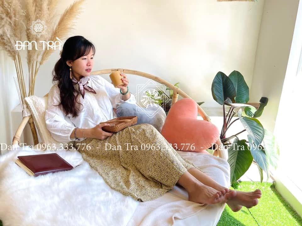 Ghế Mây Papasan Cách Tân Phong Cách Châu Âu - Kích thước 1m4 form truyền thống- Ghế Mây Thư Giãn Đọc Sách- Nội Thất Mây Tre Đan Trà