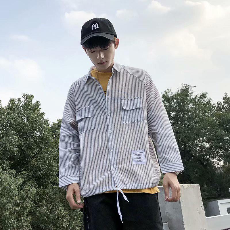 Áo sơ mi tay dài họa tiết sọc thời trang phong cách cho nam