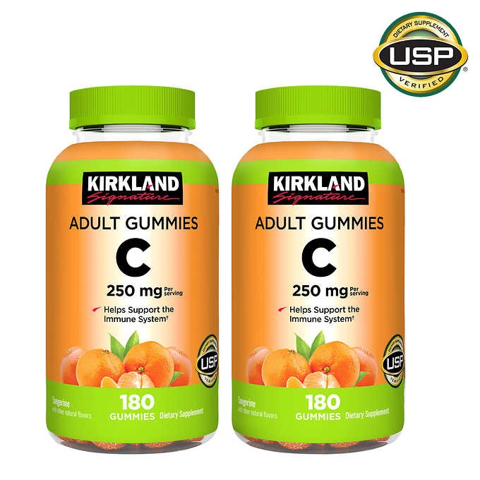 Vitamin C 250mg Kirkland Adult Gummies tăng sức đề kháng, sáng da, thúc đẩy sản xuất collagen, làm chậm quá trình lão hóa - QuaTangMe Extaste -2 lọ