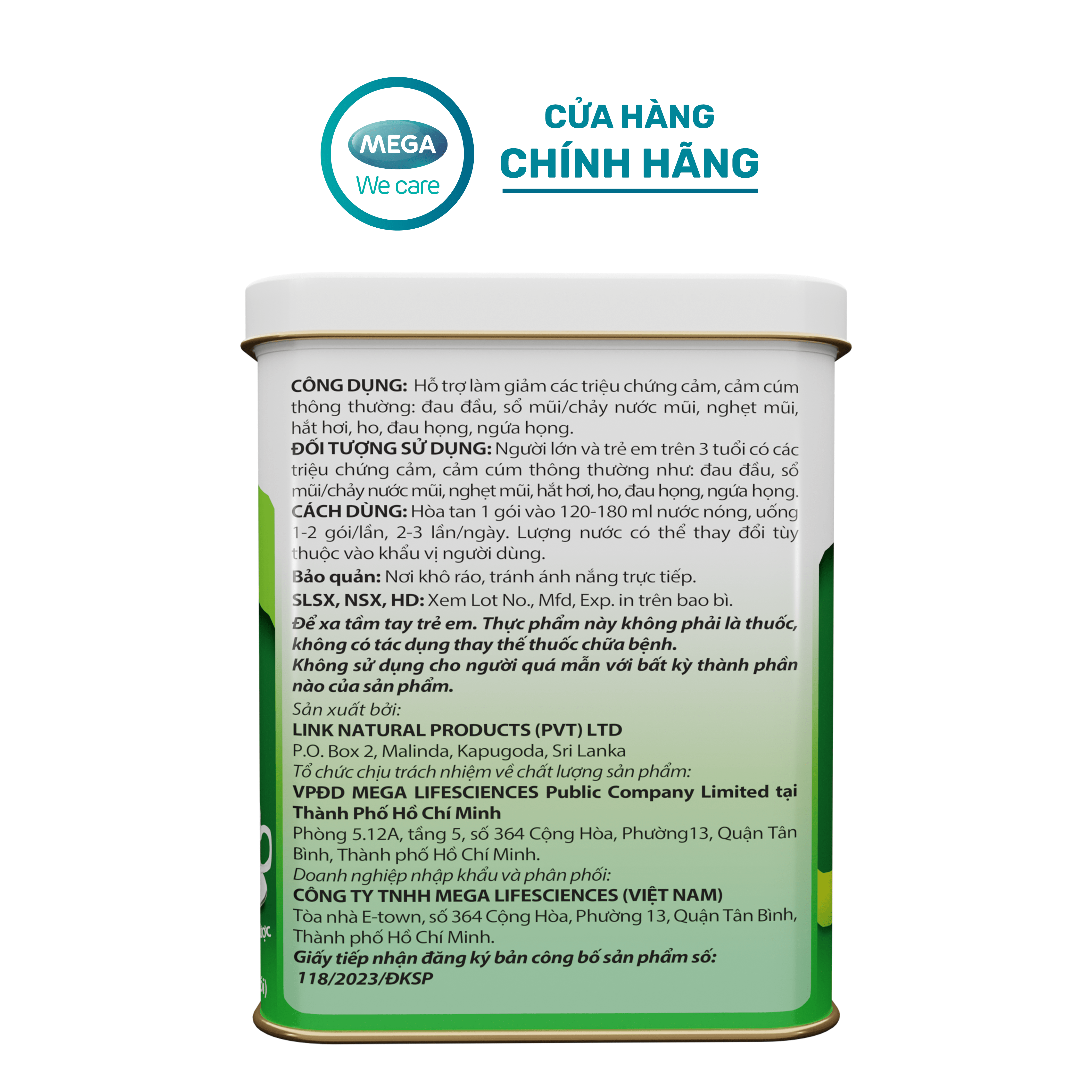 Tinh chất thảo dược phòng ngừa, giảm cảm cúm: chảy mũi, hắt hơi, đau họng, đau đầu - EUGICA COLD &amp; FLU hộp 30 gói