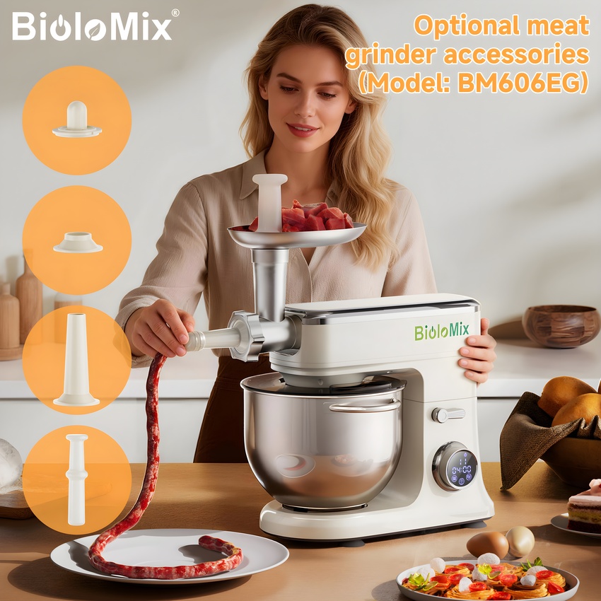 Máy trộn bột, nhồi xúc xích 6 trong 1. Thương hiệu Mỹ cao cấp Biolomix - BM606EG. HÀNG CHÍNH HÃNG