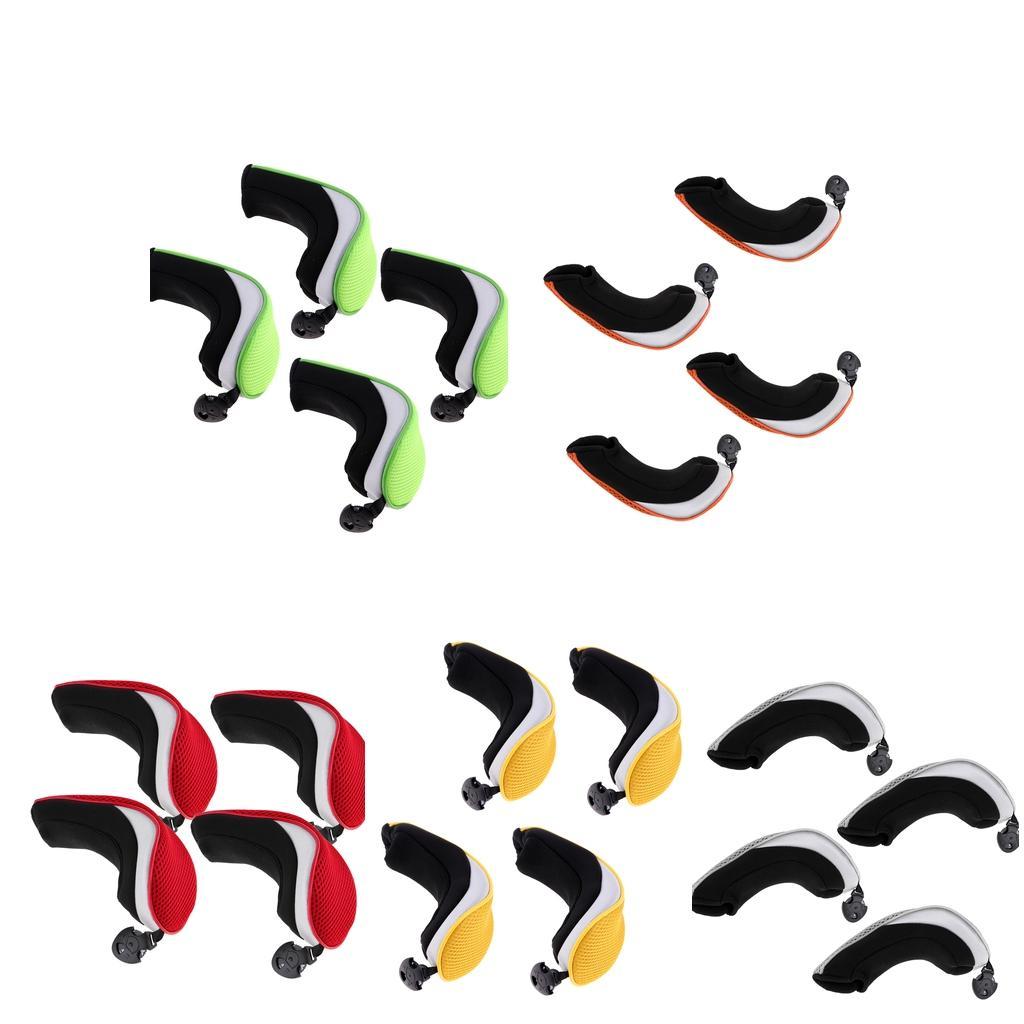 4Pcs/Set Mesh Golf Club Head Cover Hybrid UT Headcover with Number Tag Replacement