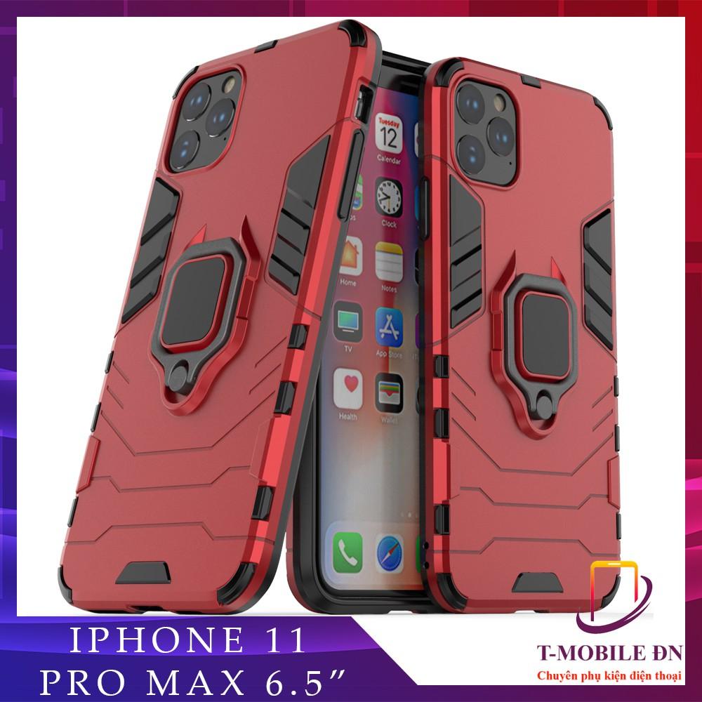 Ốp lưng cho iPhone 11 Pro Max iron man chống sốc kèm nhẫn xoay chống xem video bảo vệ camera