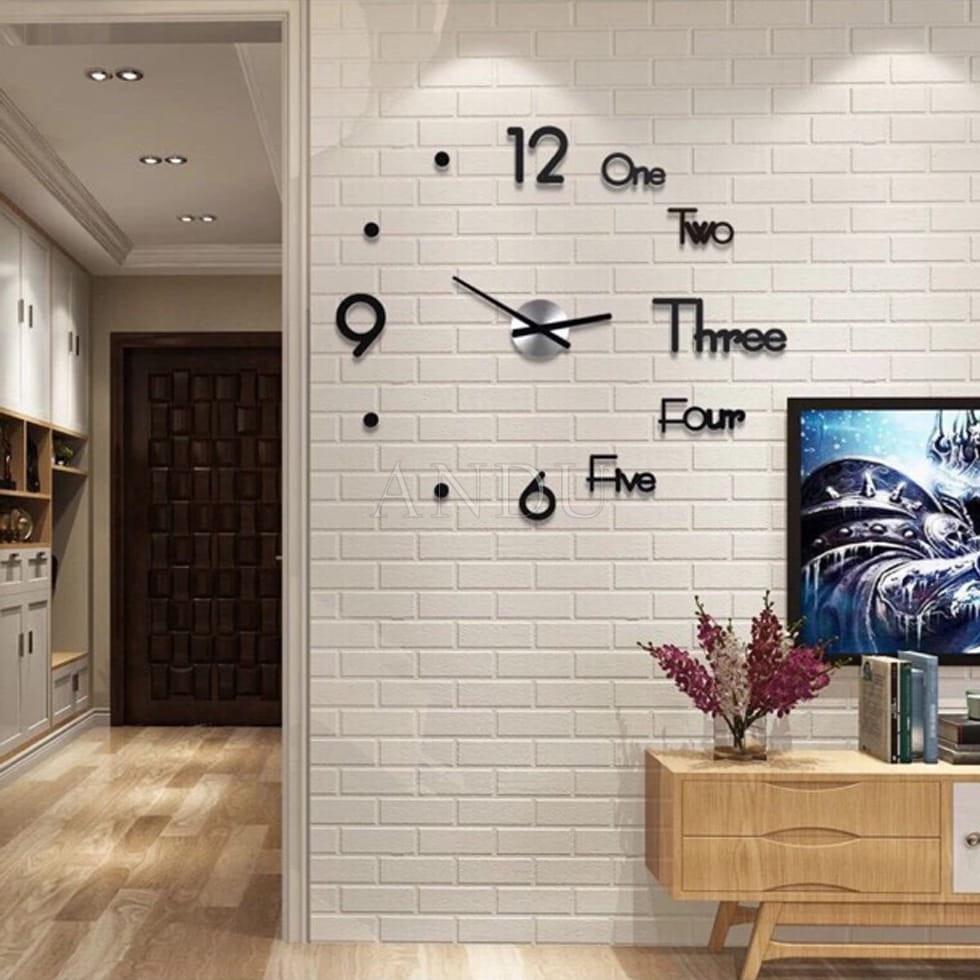 Đồng Hồ Treo Tường 3D Trang Trí Decor, Đồng Hồ Dán Tường Lắp Đặt Dễ Dàng Tiện Dụng