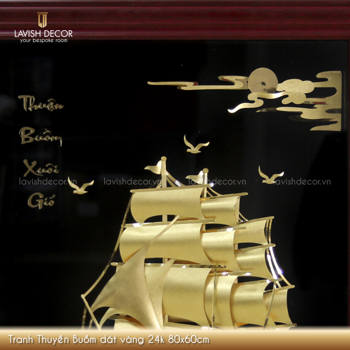 Tranh Thuyền Buồm dát vàng 24k 60x80cm