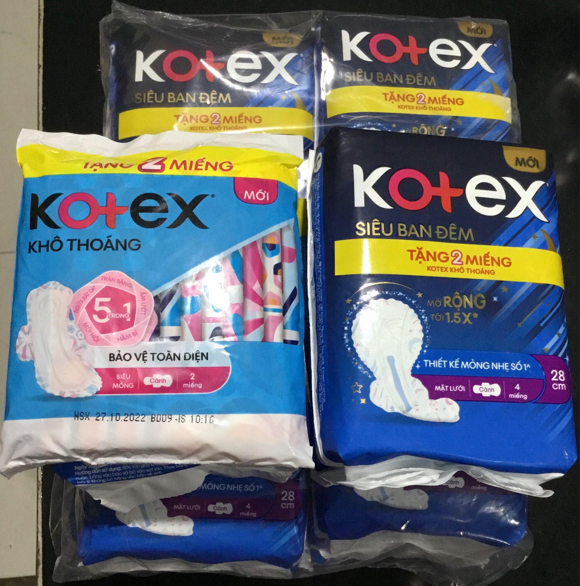 Combo 8 Gói Băng Vệ Sinh Kotex Siêu Ban Đêm 28cm - Mỗi Gói 4 Miếng -HSD luôn mới