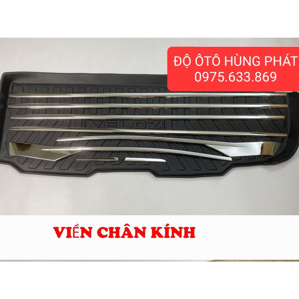 Nẹp viền chân kính, cong kính xe TOYOTA VELOZ 2022 2023 chất liệu inox 304 cao cấp sáng bóng