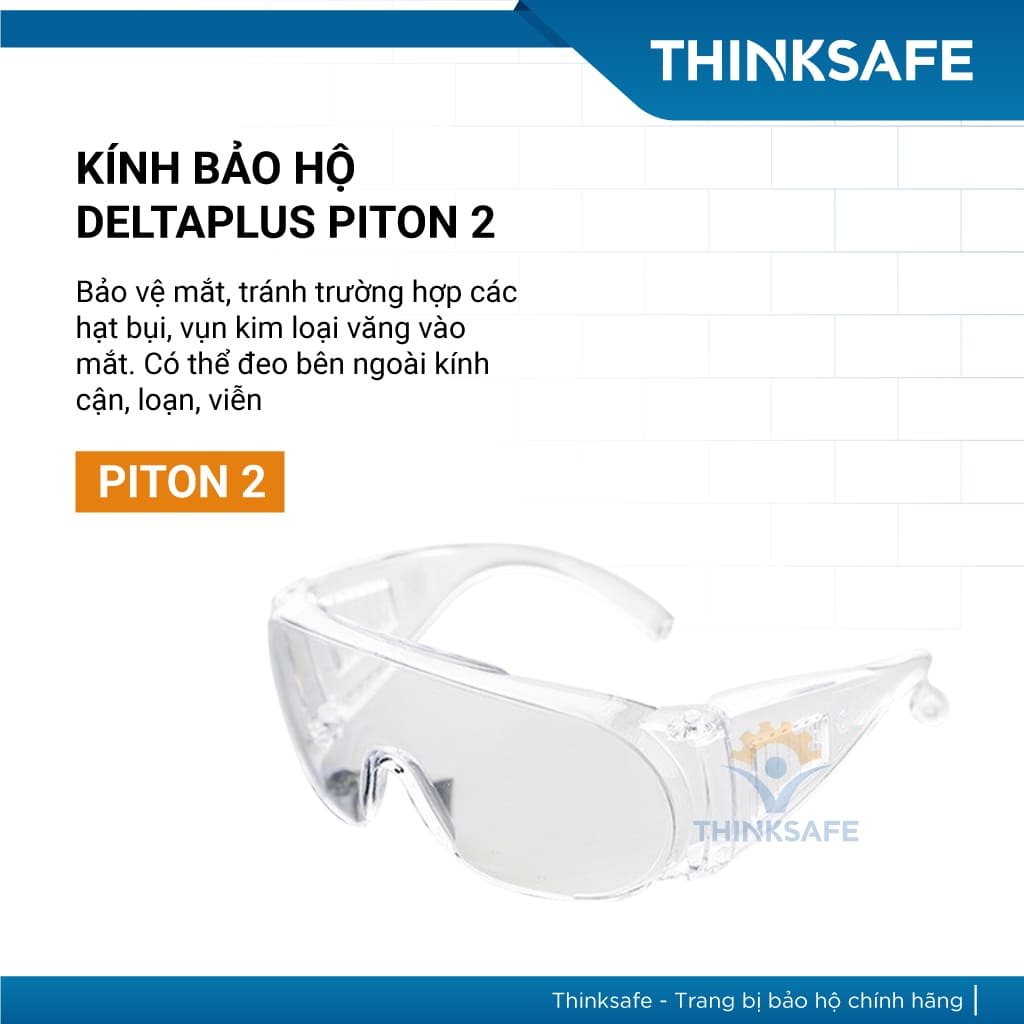 Kính bảo hộ Deltaplus Piton2, Kiếng chống bụi trong suốt, chống tia UV, bảo vệ kính cận, chống đọng hơi sương -  Thinksafe