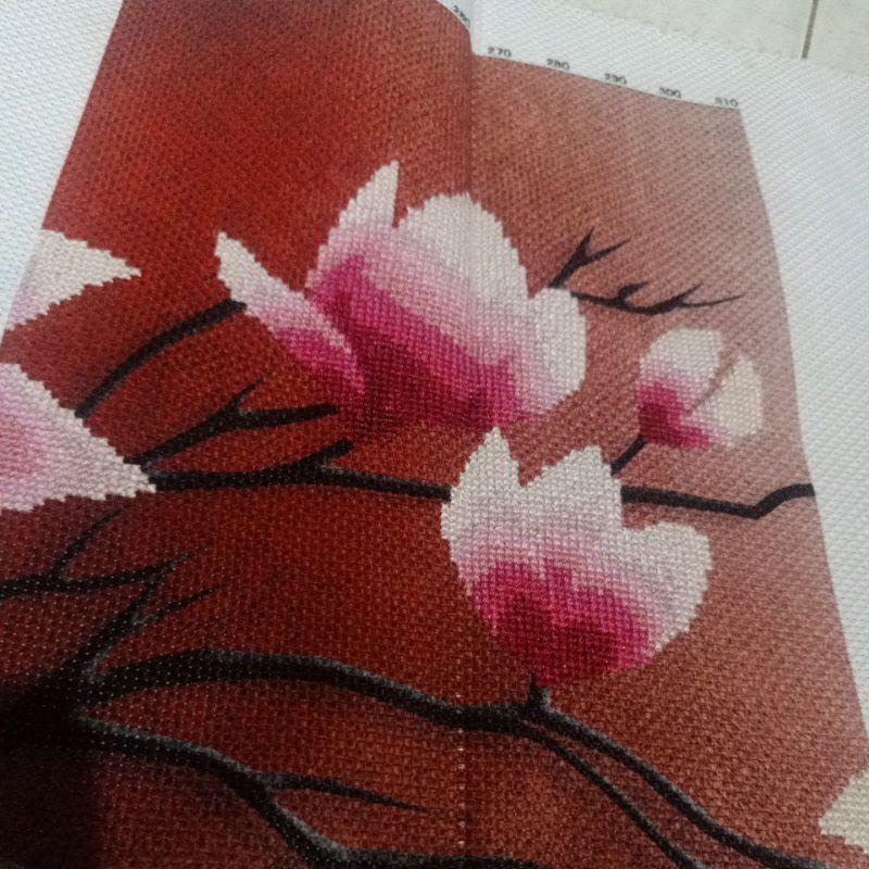 Tranh Thêu Chữ Thập Bình Hoa Sen 5 Khúc A698