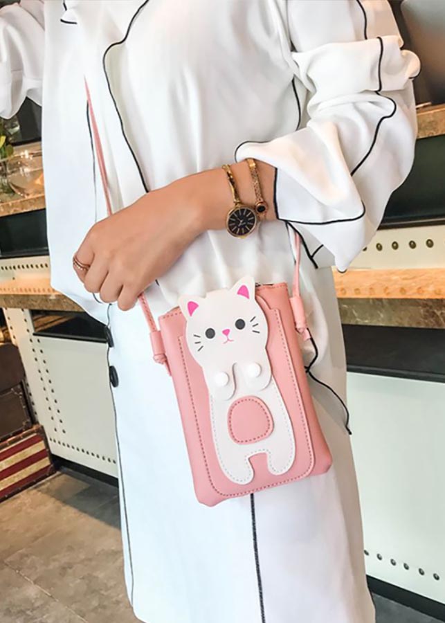 Túi đựng điện thoại - túi đeo chéo mini bag hình chú mèo đáng yêu
