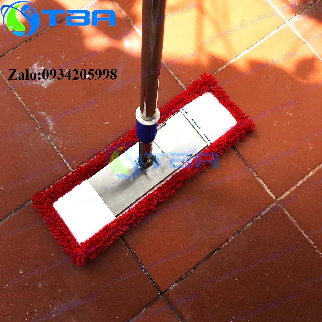 Cây lau sàn công nghiệp bản 45cm cán tăng đơ nhập khẩu với sợi microfiber màu đỏ cao cấp mới