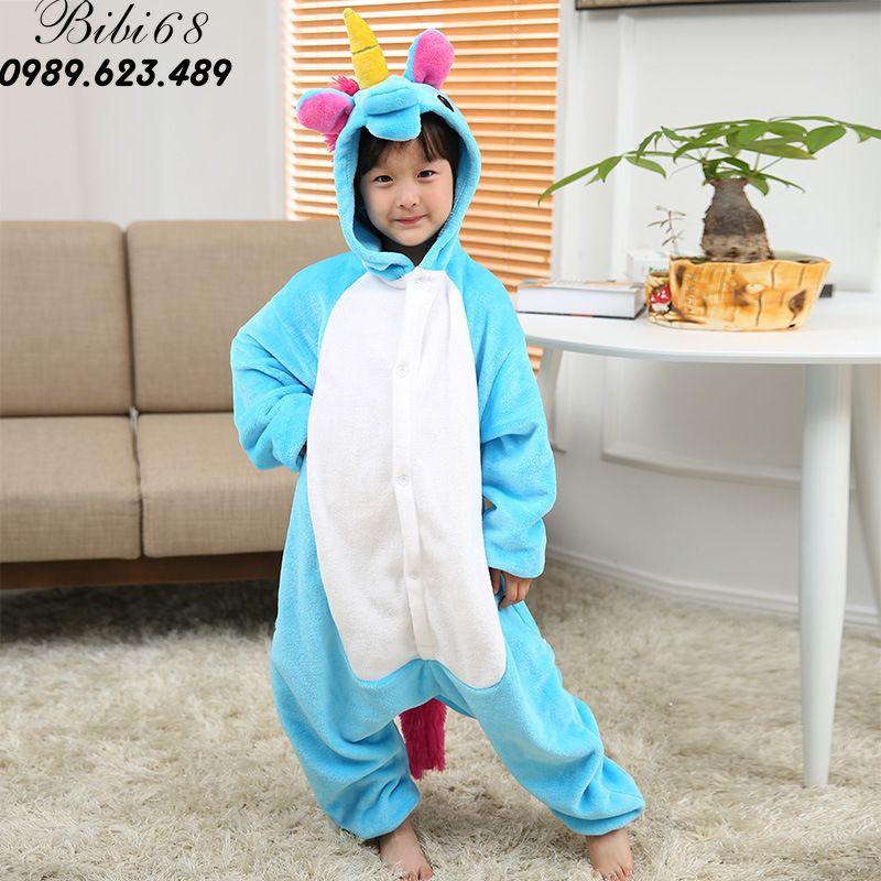 Bộ Đồ hình thú liền thân lông mịn Pijama dành Cho Người Lớn và Trẻ Em Hoạt Hình Cosplay