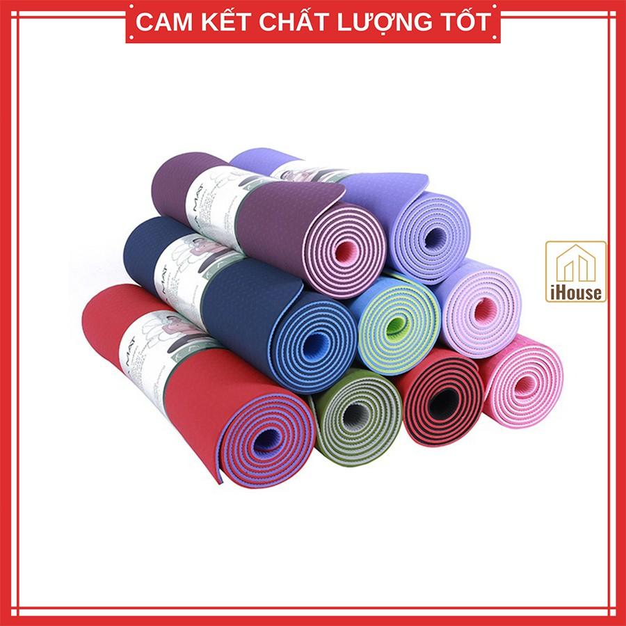 Thảm tập Yoga chống trượt cao cấp 6mm, Tấm thảm Yoga cao su tập tại nhà và đi công tác du lịch tiện lợi