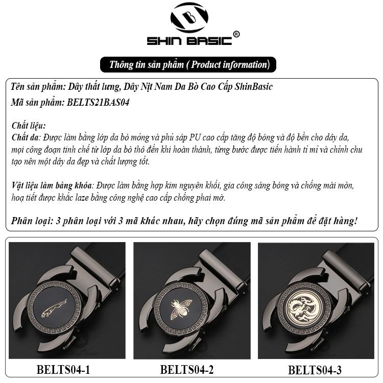 Dây Thắt Lưng, Nịt Nam Da Bò Cao Cấp - ShinBasic, Khoá Tự Động, Bảng Đẹp, Thời Trang Công Sở, Trẻ Trung BELT04-2