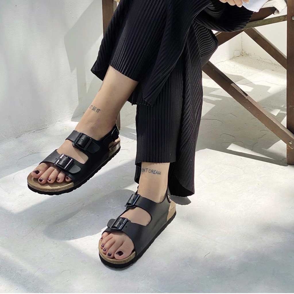 Giày sandal đế trấu 2 khóa Unisex