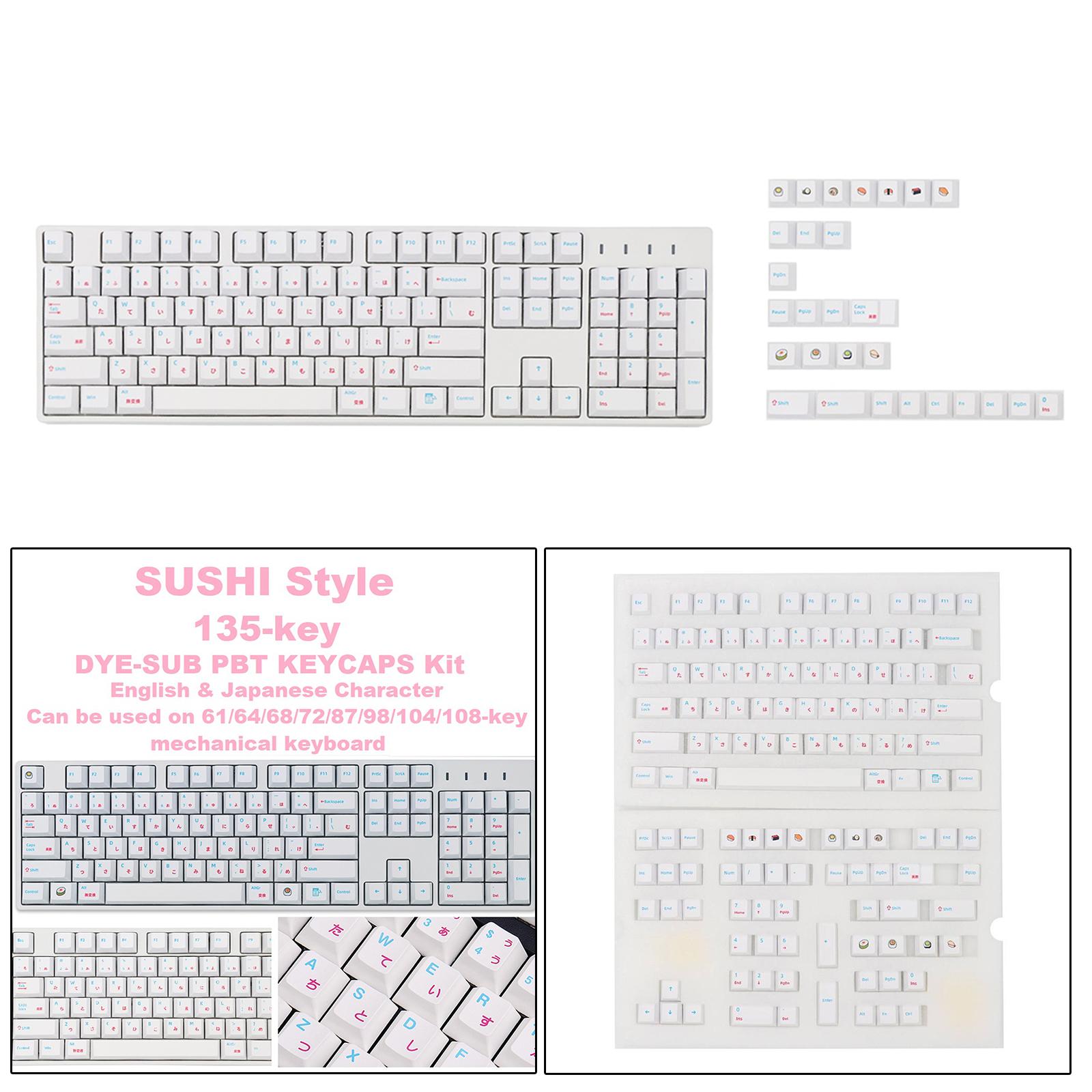 135 Keys Caps PBT Japanese Sushi Keycaps for Cherry MX Mechanical Keyboard