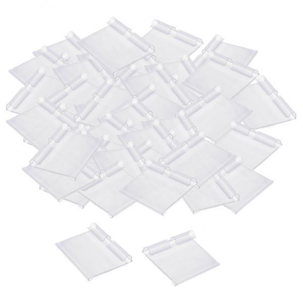 2x Pack of 50 Transparent Plastic Merchandise Shelf Price Tag Label Holder for Shops Warehouse Reusable