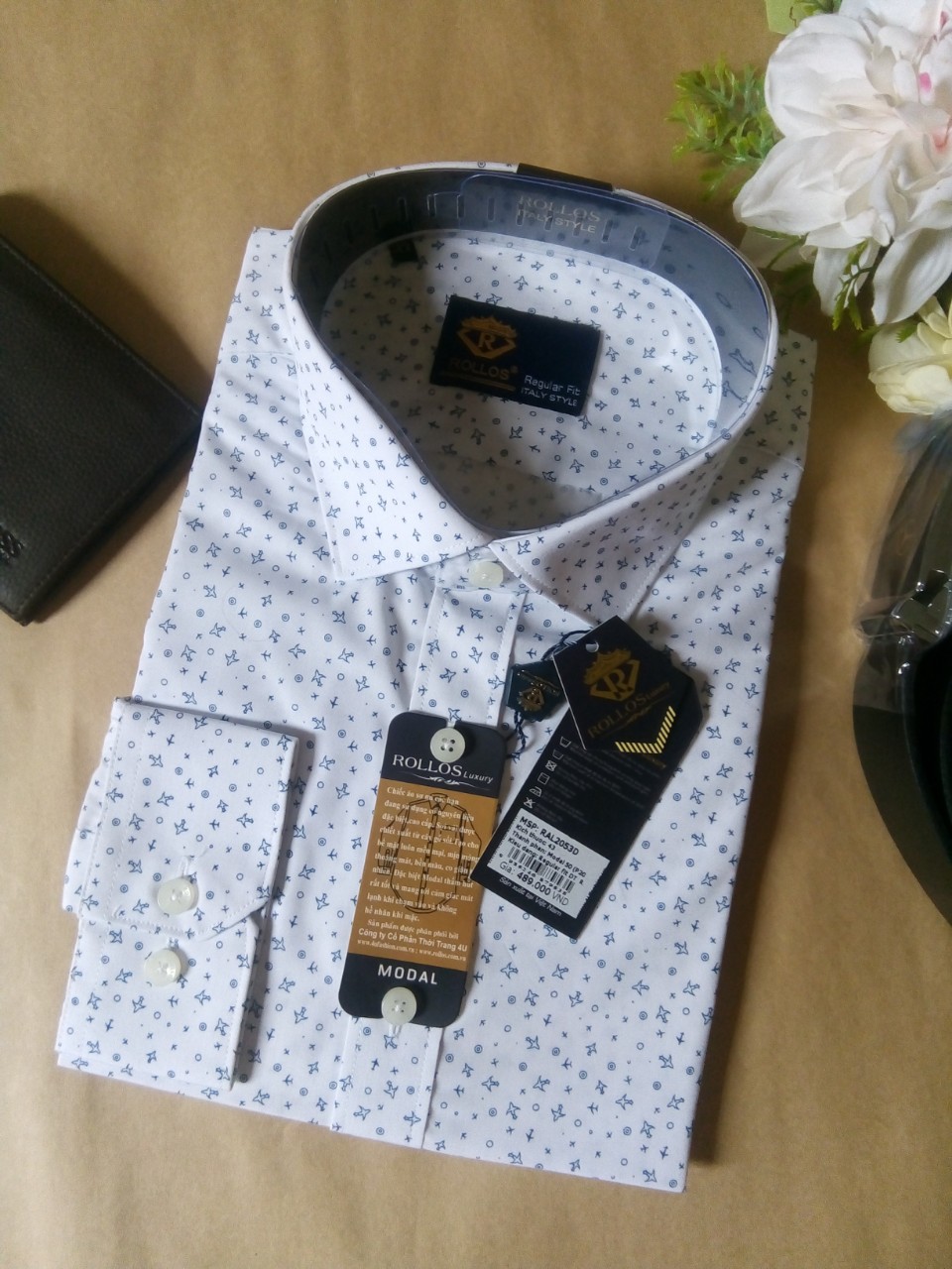ÁO SƠ MI NAM DÀI TAY, HIỆU CAO CẤP ROLLOs, THIẾT KẾ PHONG CÁCH Ý, NGUYÊN LIỆU SỢI CÂY SỒI  MODAL NHẬP KHẨU THÁI LAN, DÁNG ÔM VỪA, VẠT BẦU