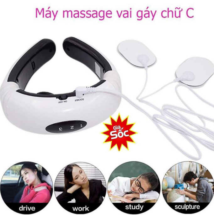 Máy mát xa cổ vai gáy - Massage xung điện từ trường cân bằng âm dương - Tặng Pin