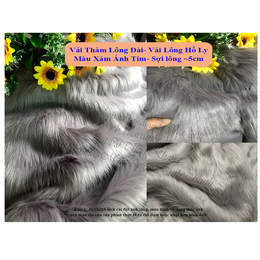 |Màu Xám Ánh Tím| Vải Lông Dài Lông Hồ Ly Siêu Đẹp Làm Thảm Nền Chụp Ảnh Sản Phẩm,Lót Bàn Tủ Kệ, Trang Trí Nội Thất- Kin Shop Handmade