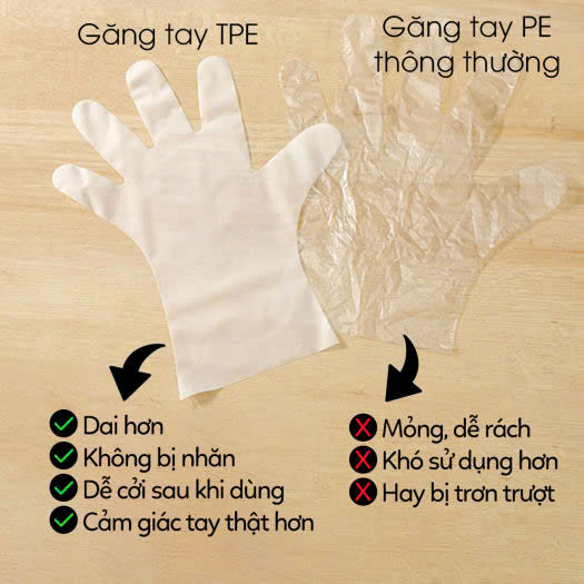 Hộp 100 găng tay cao su TPE Victoria Bay, bao tay siêu dai dùng 1 lần làm bếp nấu ăn vệ sinh, cảm ứng điện thoại, kháng khuẩn, chống mùi Hàng chính hãng