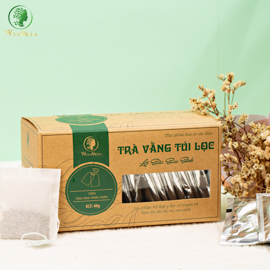 Combo 2 Hộp Trà Vằng Túi Lọc Lợi Sữa Cho Mẹ, Giảm Mỡ Bụng Sau Sinh Wonmom ( 20 Túi/Hộp )