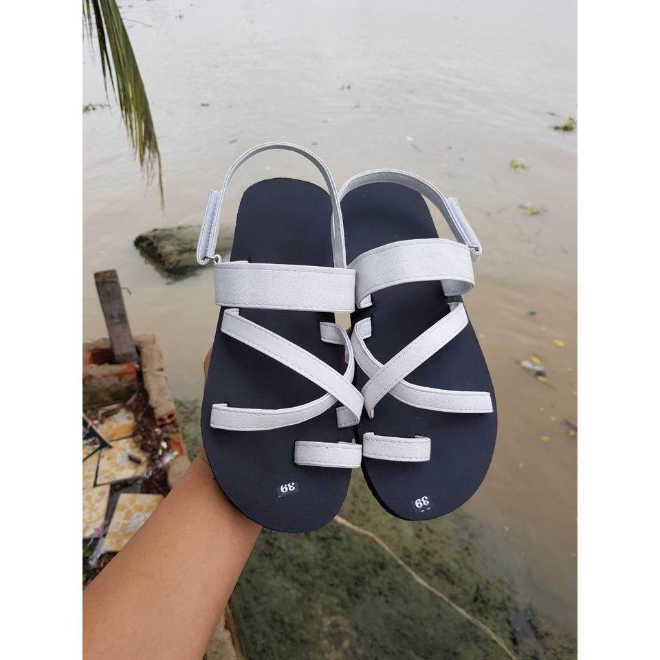 Dép sandal nữ đế đen quai trắng ,size 35 nữ đến 40 nữ,size khác ib chọn thêm