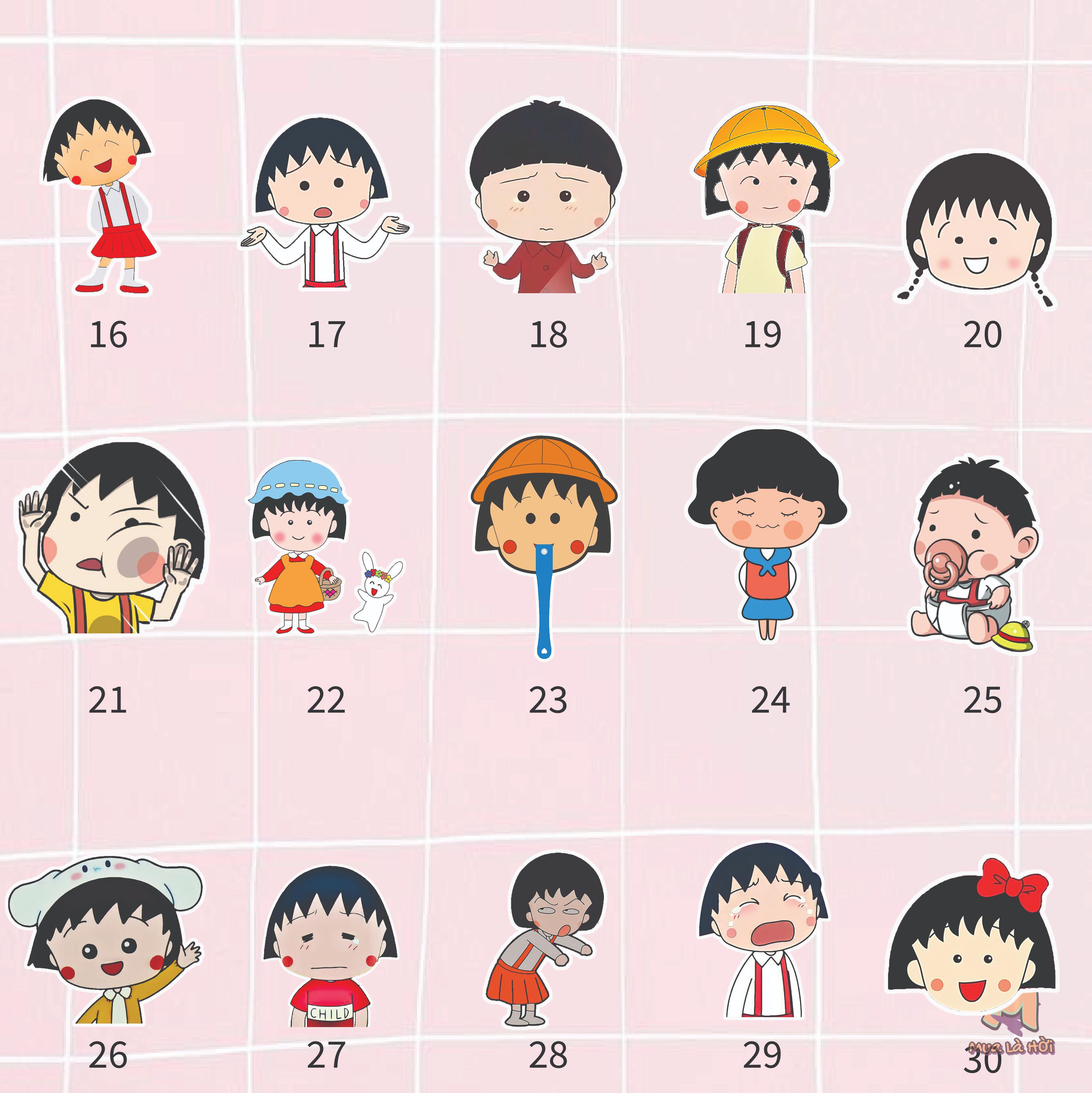 Miếng dán Stickers chủ đề Nhóc Maruko