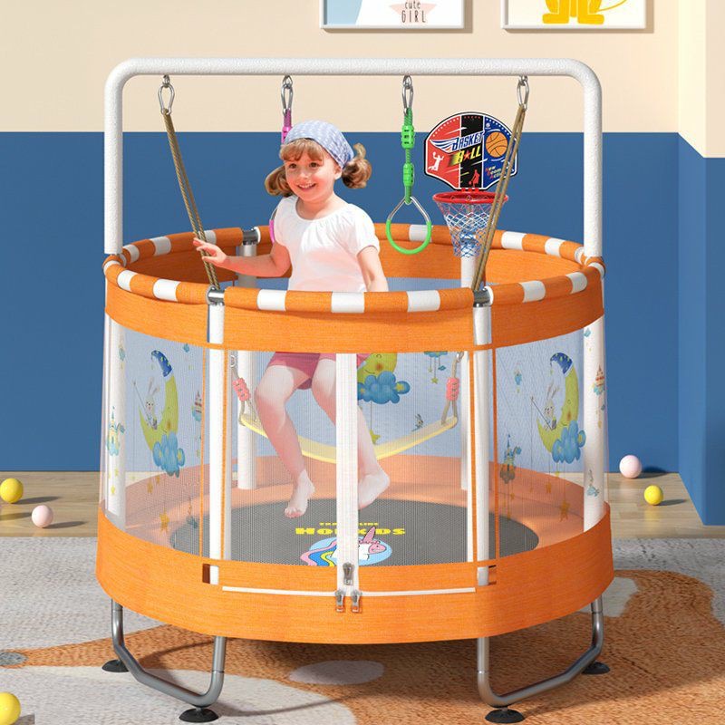 ￼Trampoline Hopkids sàn nhún, quây bóng, nhà bóng cho bé có xích đu, tay vịn kèm xà đơn bóng rổ vận động đường kính 1,5