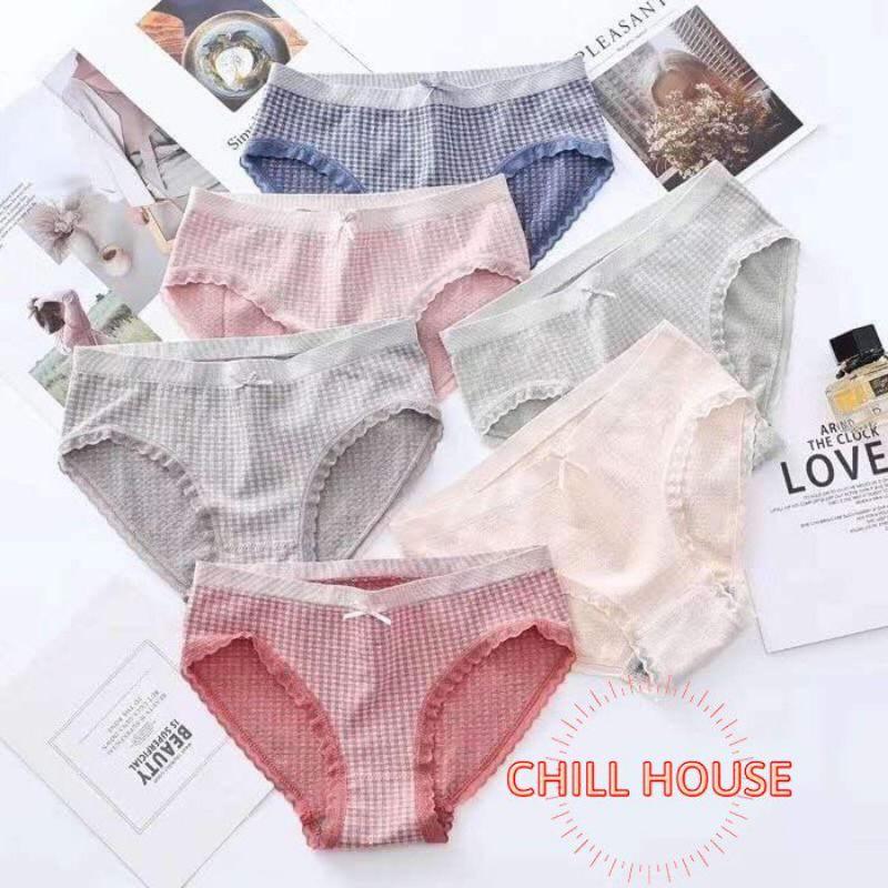 MỚI*ĐƯỢC CHỌN MÀU- Quần lót cotton kẻ nơ kháng khuẩn CHỐNG VIÊM - CHILLHOUSE