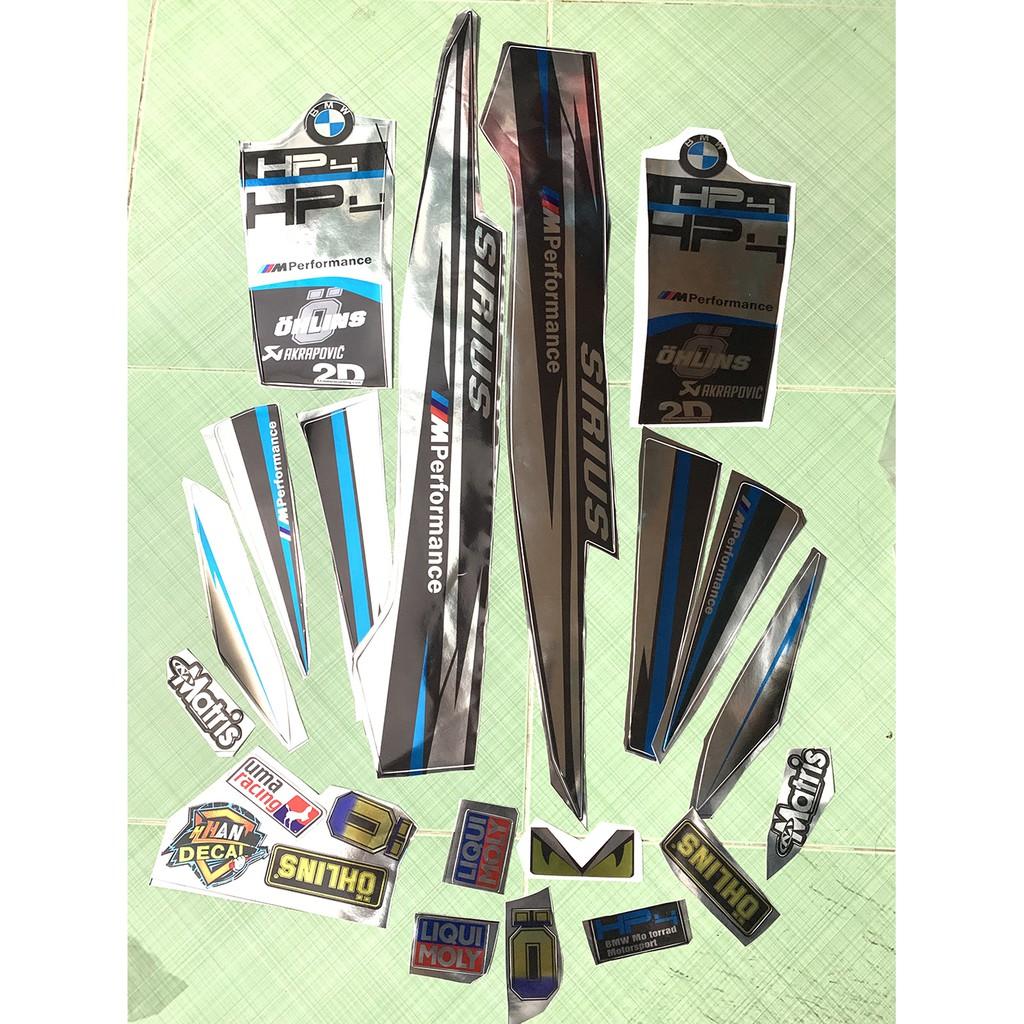 Tem sirius 110 HP4 đen bạc crom