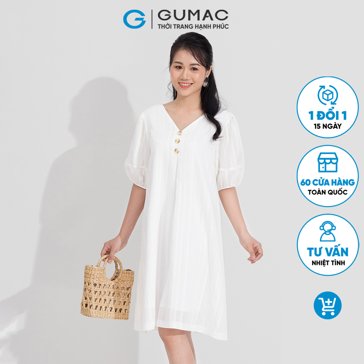Đầm suông cổ V GUMAC DD05060