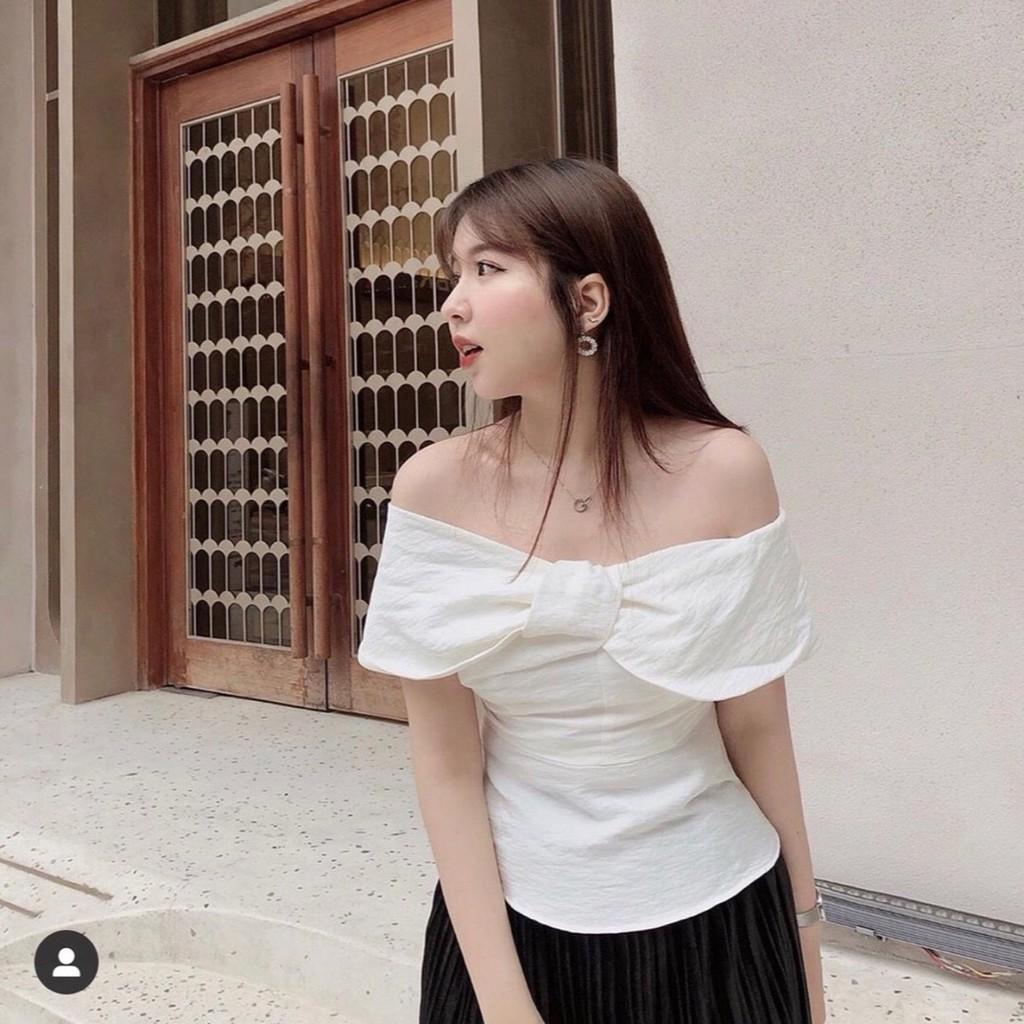 Áo peplum nơ trễ vai thanh lịch