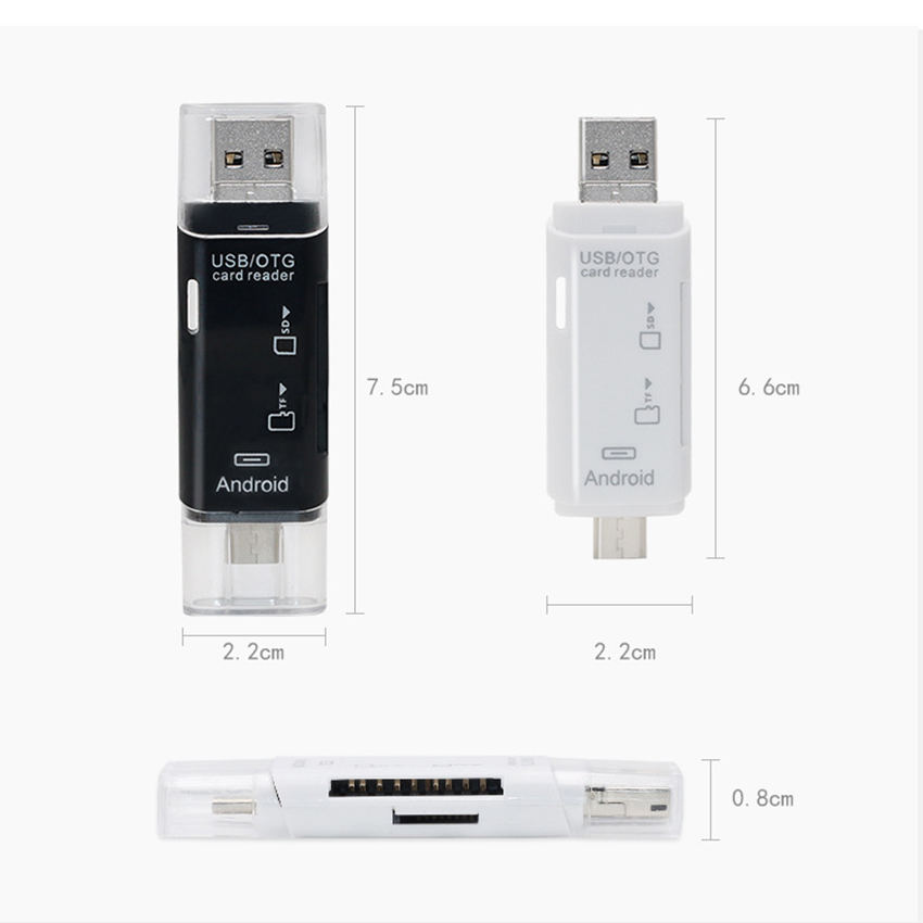 Đầu đọc thẻ nhớ 3 trong 1, TYPE-C, micro USB, USB2.0 kết nối thẻ TF và SD, truyền dữ liệu thuận tiện nhanh chóng