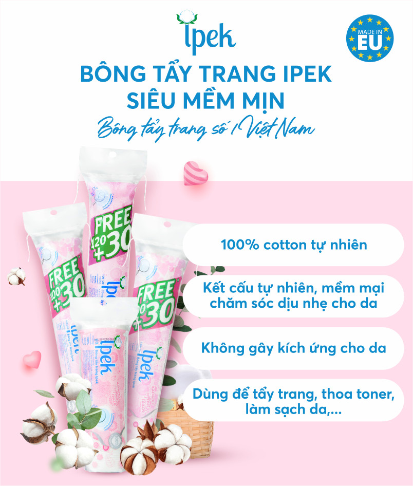 Combo Bông Tẩy Trang IPEK 150 Miếng (Thổ Nhĩ Kì)