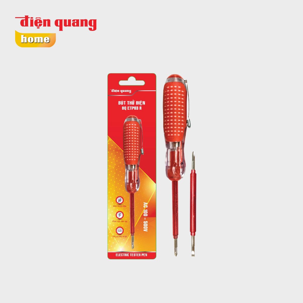 Bút thử điện Điện Quang ĐQ ETP03 R (2 đầu vít, 160 mm, màu đỏ)