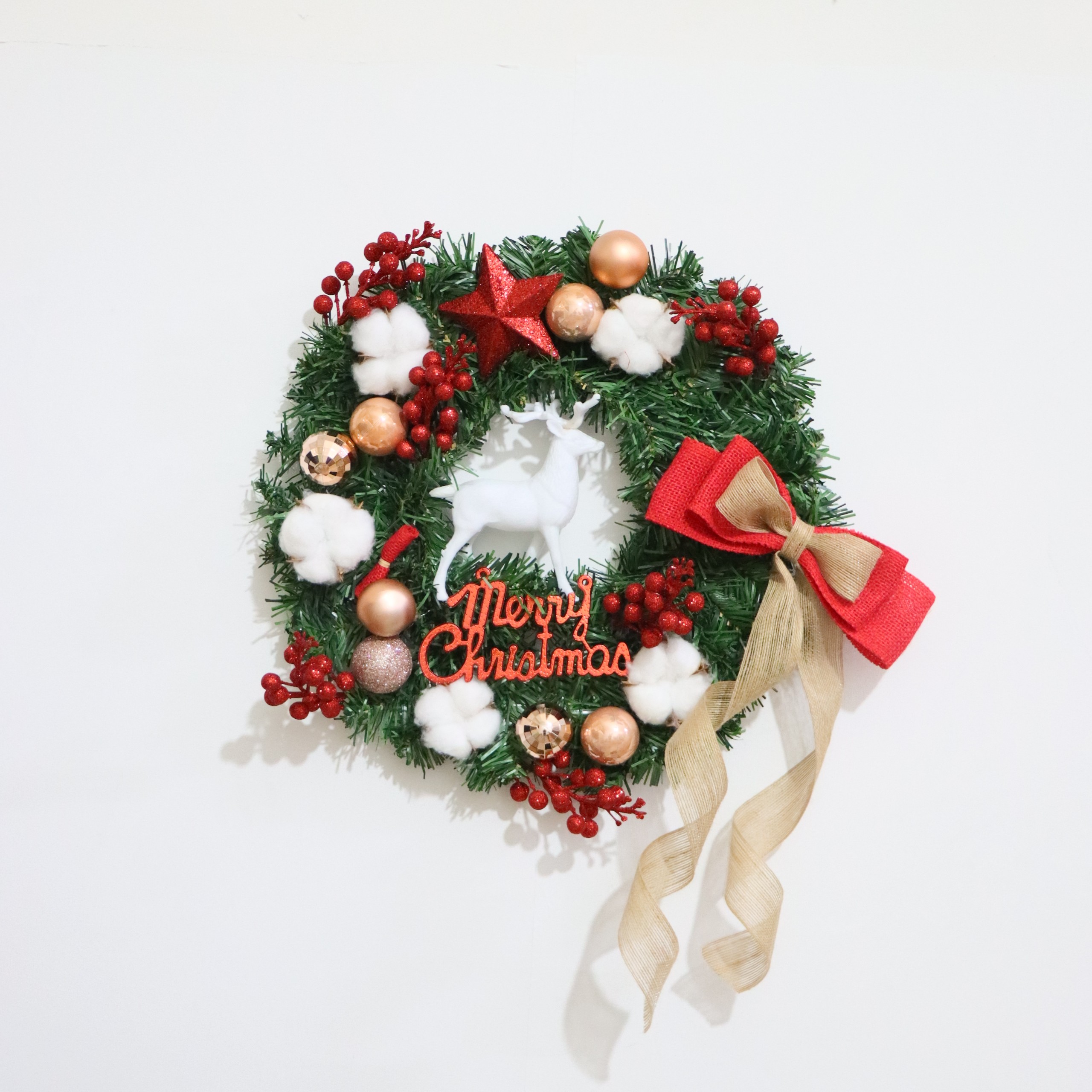 Vòng Hoa Trang Trí Noel D56 size 30cm Tặng Kèm Đèn Vòng Nguyệt Quế Giáng Sinh