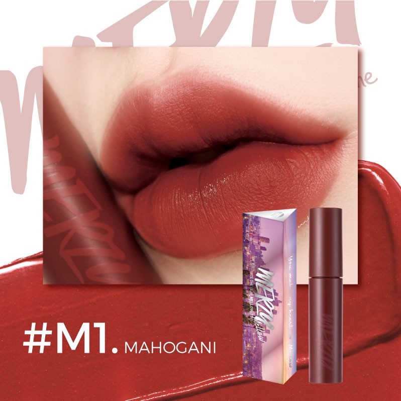 Combo Son Kem Lì Merzy Bite The Beat Mellow Tint 4g + Son Dưỡng Có Màu Merzy The Heritage All Day Lip Care 4g